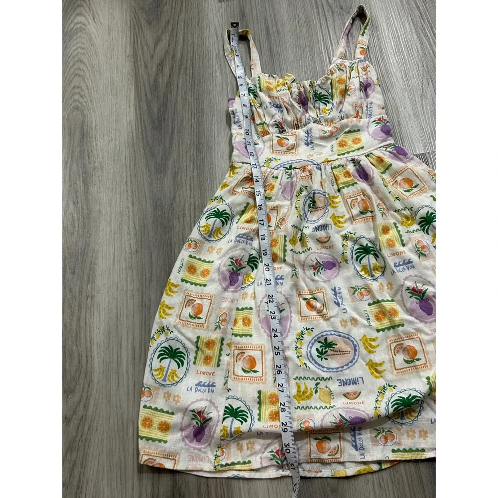Dotti La Dolce Vita Citrus Fruit Print Linen Blend‎ Sundress cottagecore 4 boho